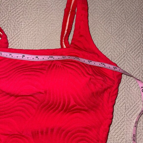 Gottex Vintage Womens Swimwsuit Size 12 Red Square Neck Scoop Back Stretch Knit - Picture 8 of 13